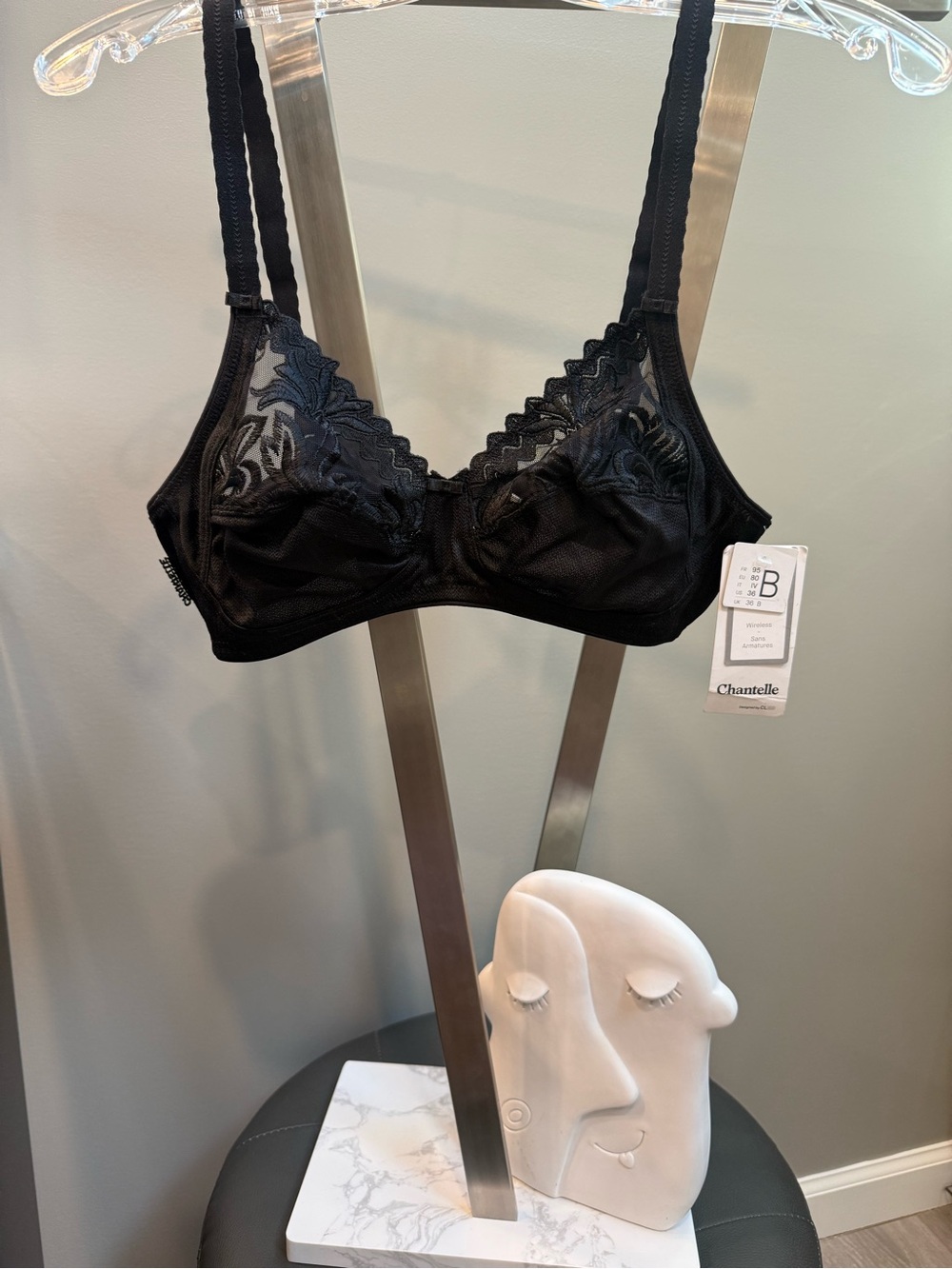 Chantelle Black Unlined Lace Mesh Bra
